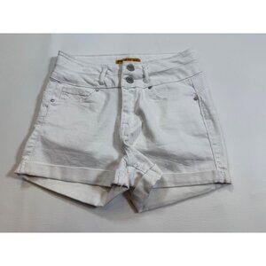 Wax Jean White Denim High-Waisted Cuffed Shorts S Cotton Blend (KK243)